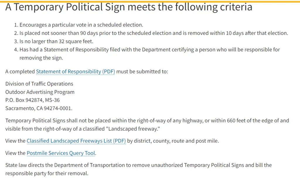 CA sign rules