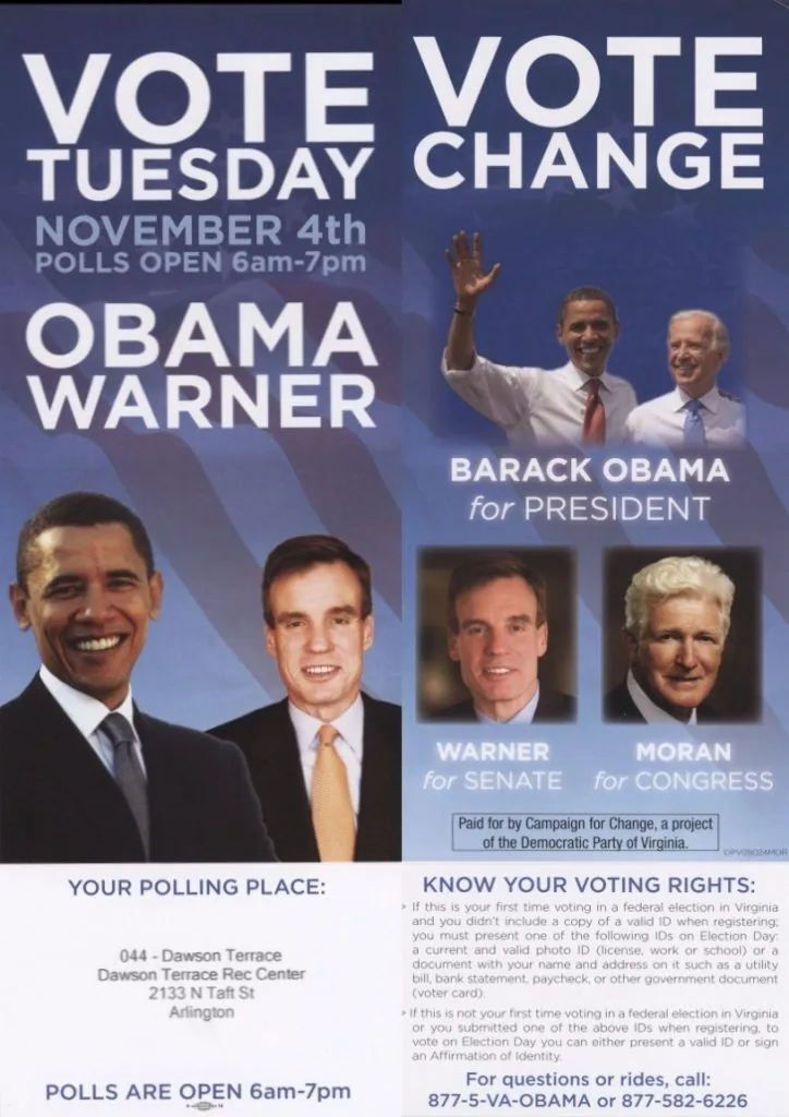 A political campaign flyer for Democratic candidates who are trying to get out the vote.