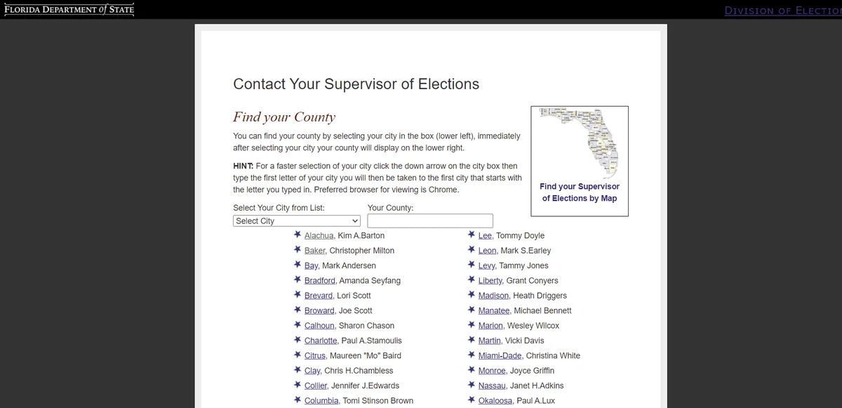 Florida Department of State Website
