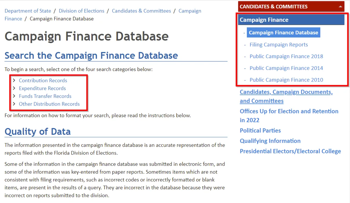 Campaign Finance Database
