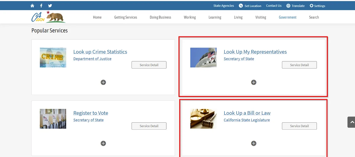 California’s government website